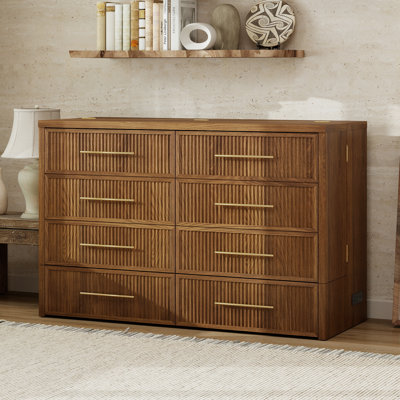 Grand lit escamotable 100% bois massif avec tiroirs de rangement et station de charge USB, style Mid-Century moderne, peu encombrant