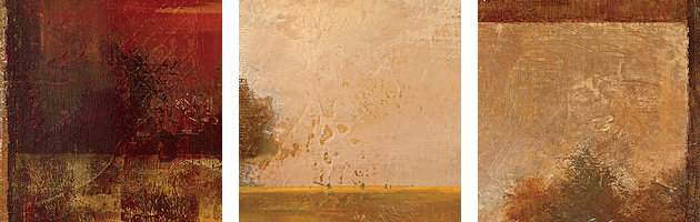«Landscape in Gold» par Aniessa, reproduction d'art, H 24 po x l 32 po x P 1 po, Cadre blanc