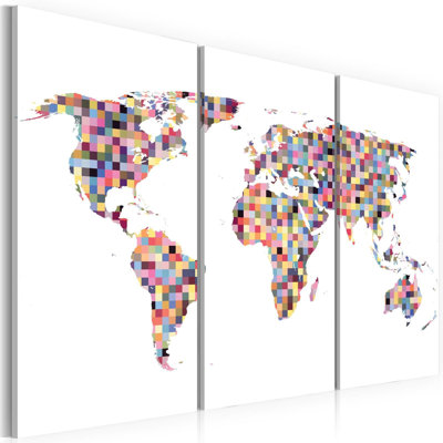 " Map Of The World In Pixels " 3 - Pieces