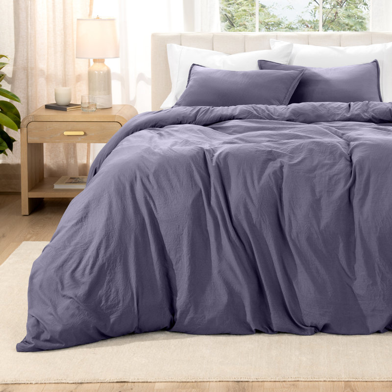Sandwashed Duvet Cover Set, Single, Dusty Purple