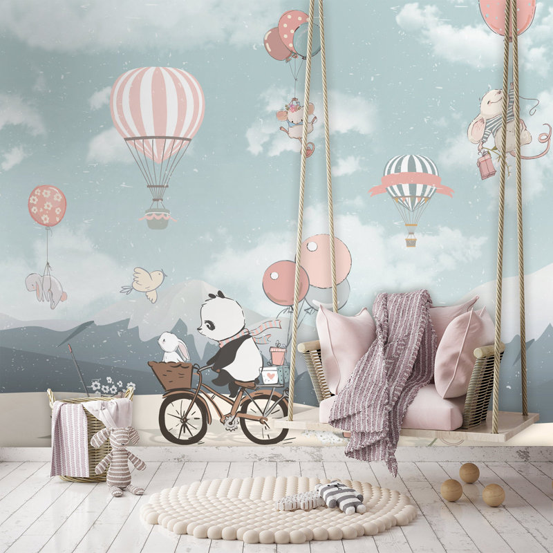 Papier peint amovible mignon pour enfants, L 105,96 po x l 187 po