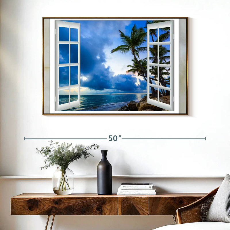Fenêtre sur le Yordanov, Cadre flottant doré, 40 po x 27 po