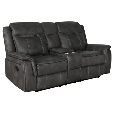 Franklin Charcoal Upholstered Padded Arm Reclining Loveseat