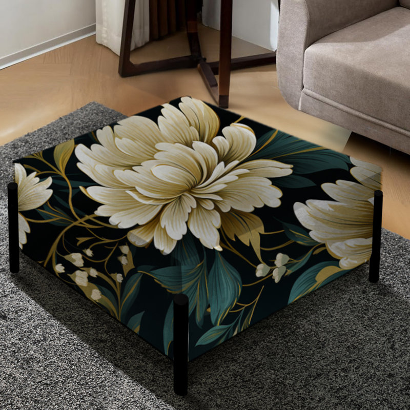Green Tones Zen Damask Harmony - Grand repose-pieds carré damassé