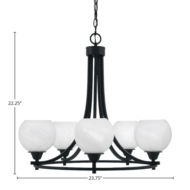 Lustre 5 lumières Paramount, Blanc, Noir mat