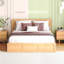 Grand lit plateforme en bois avec rangement sous le lit et 2 tiroirs, finition bois
