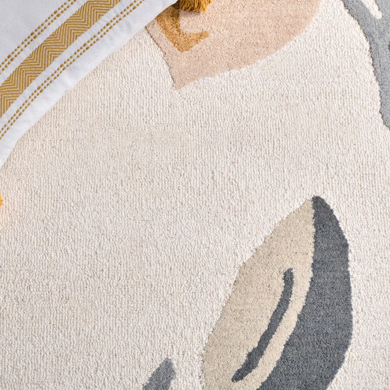 Jardin 403 Hand Tufted Wool/Cotton Floral Rug in Ivory/Beige, Square 6'