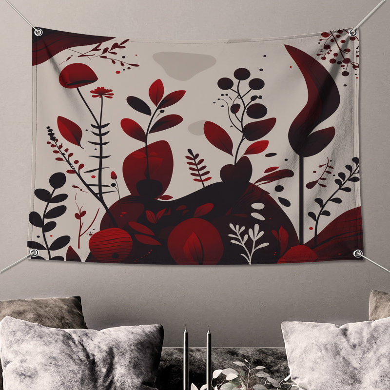 Tapisserie florale - Décoration murale nature, H 50 po x l 60 po avec 4 œillets