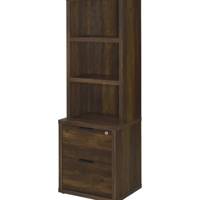 3 - Piece Bookcase In Dark Pine With And Closed Back Shelves For Display Wall Unit Scratch Veneer Displaying Collectibles Living Space