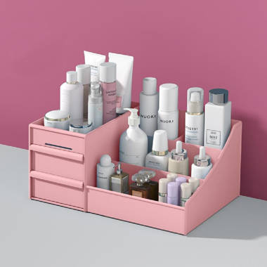 Pink Cosmetic Storage Cabinet With Lipstick Tray,makeup Storage