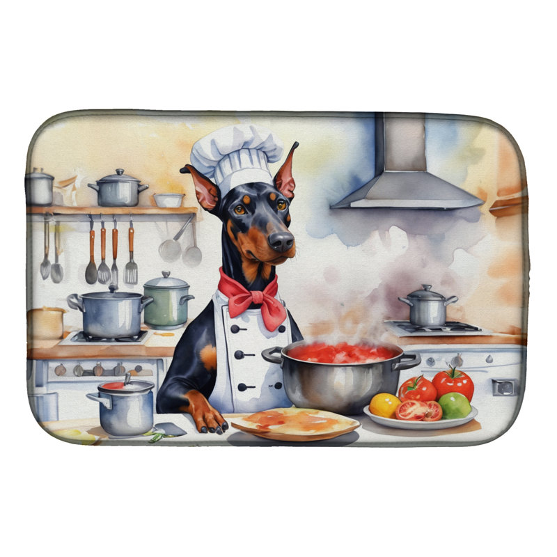 Doberman Pinscher The Chef Dish Drying Mat