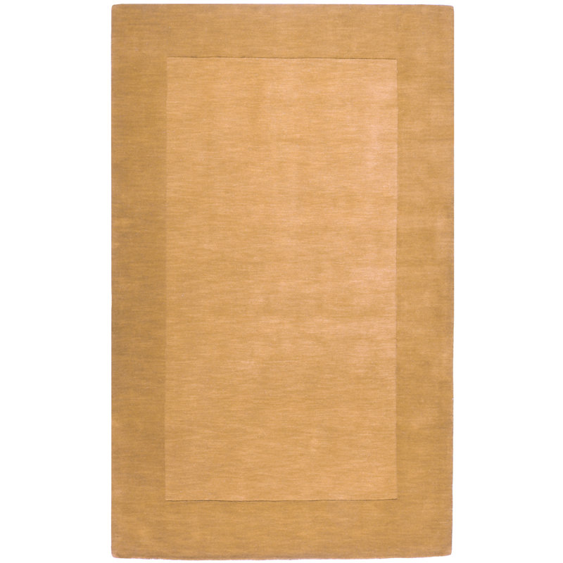 Tapis en laine tissé à la main Dolma en jaune / verge d'or foncé, Rectangle 5 pi x 8 pi