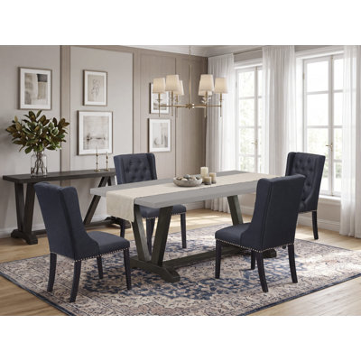 Ensemble de salle à manger 5 pièces Winston Porter B50BD21031D6409F95988AB49E0BC913 - 4 chaises rembourrées en lin