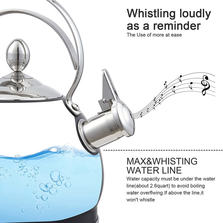Whistling Tea Kettle - 2.6 Quart Stain-resistant Stainless Steel