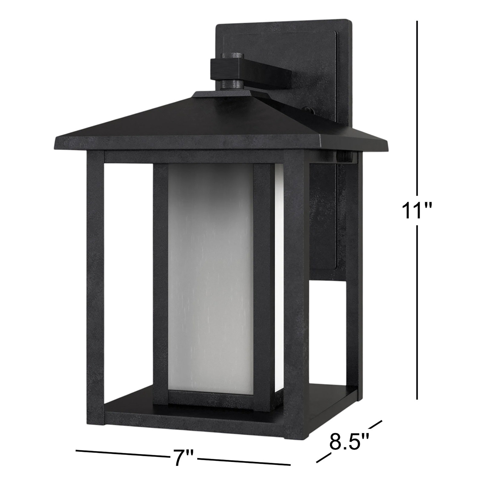 Vermont Integrated LED Outdoor Wall Lantern, Black, 11" H x 7" W x 8.5" D