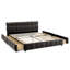 Grand lit moderne gris foncé avec chenille et tête de lit - Tiroir de rangement rembourré Relax-821632357