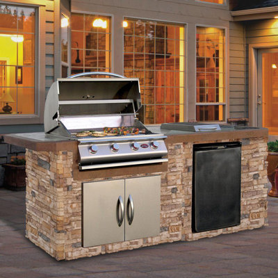 3 -Piece 4-Burner Liquid Propane BBQ Grill Islands