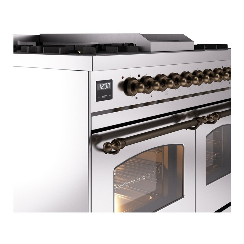 ILVE Nostalgie II Series 40 inch Dual Fuel Range with 6 Sealed Burners, Griddle (Glass Door), Liquid Propane