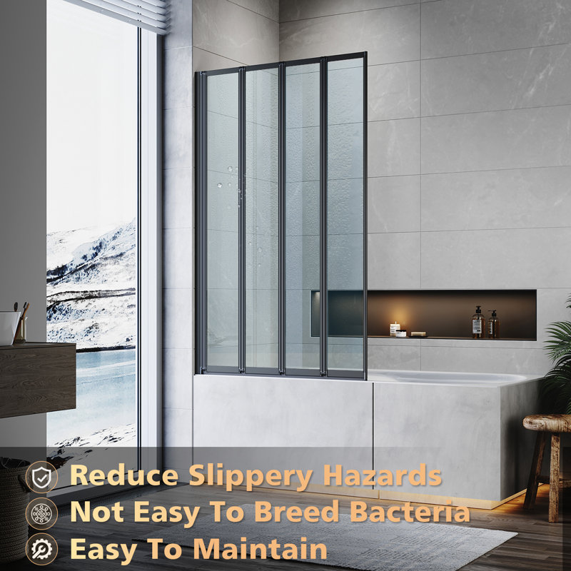 203.2mm W x 1400mm H Hinged Framed Tub Door with Clear Glass