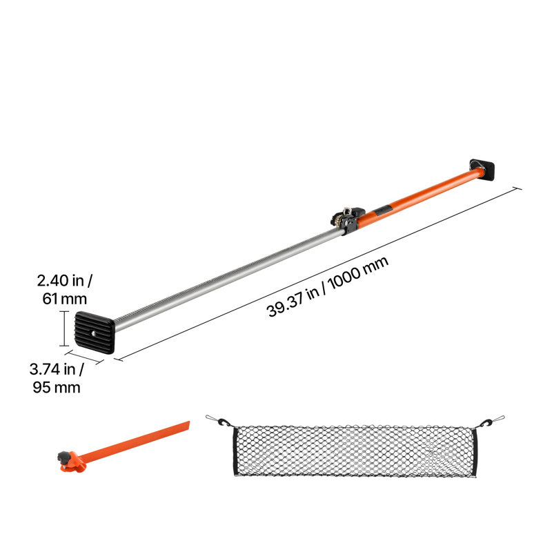 Barre de chargement réglable robuste avec filet de rangement - stabilisateur télescopique de verrouillage de charge pour VUS et berline