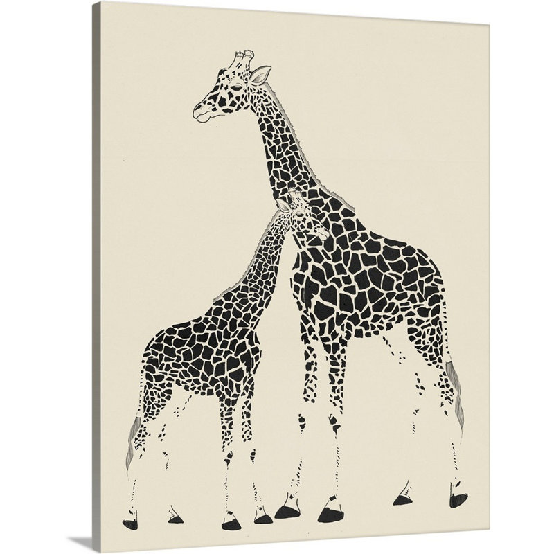 Décoration murale pour enfants girafes, H 45 po x l 36 po x P 1,2 po, Toile tendue avec châssis