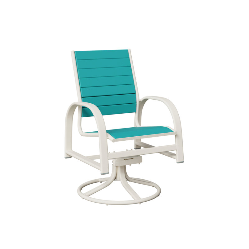 Chaise berçante pivotante en aluminium Berlin, Bleu Aruba