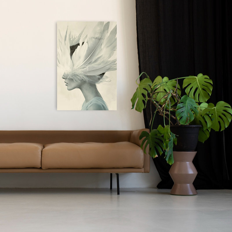 Portrait mural délicat, dramatique et élégant, inspiré par Feathered Vision, H 48 po x l 32 po