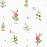 Country Cottage Rose Botanical Motif Design 33' L x 21" W Wallpaper Roll