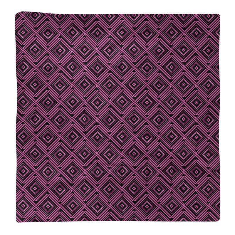 Serviette de coton à labyrinthe carrée, H 0,1 po x l 22 po x P 22 po, Noir / Rose, Sergé de polyester