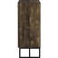 Armoire d'appoint compacte à 4 tablettes en chêne rustique avec acier enduit de bronze industriel, portes à chevrons pour améliorer l'espace dans la base en acier, salles à manger