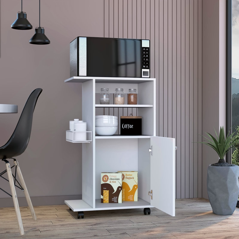 Chariot de cuisine, armoire à une porte, quatre roulettes