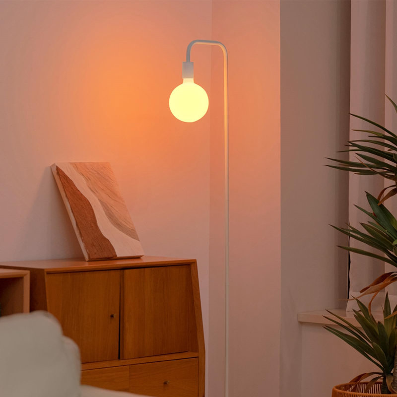 Floor Lamp Minimalist with Modern LED Bulb, White