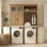 Armoire à lessive peu encombrante avec tringle, pour laveuse / sécheuse
