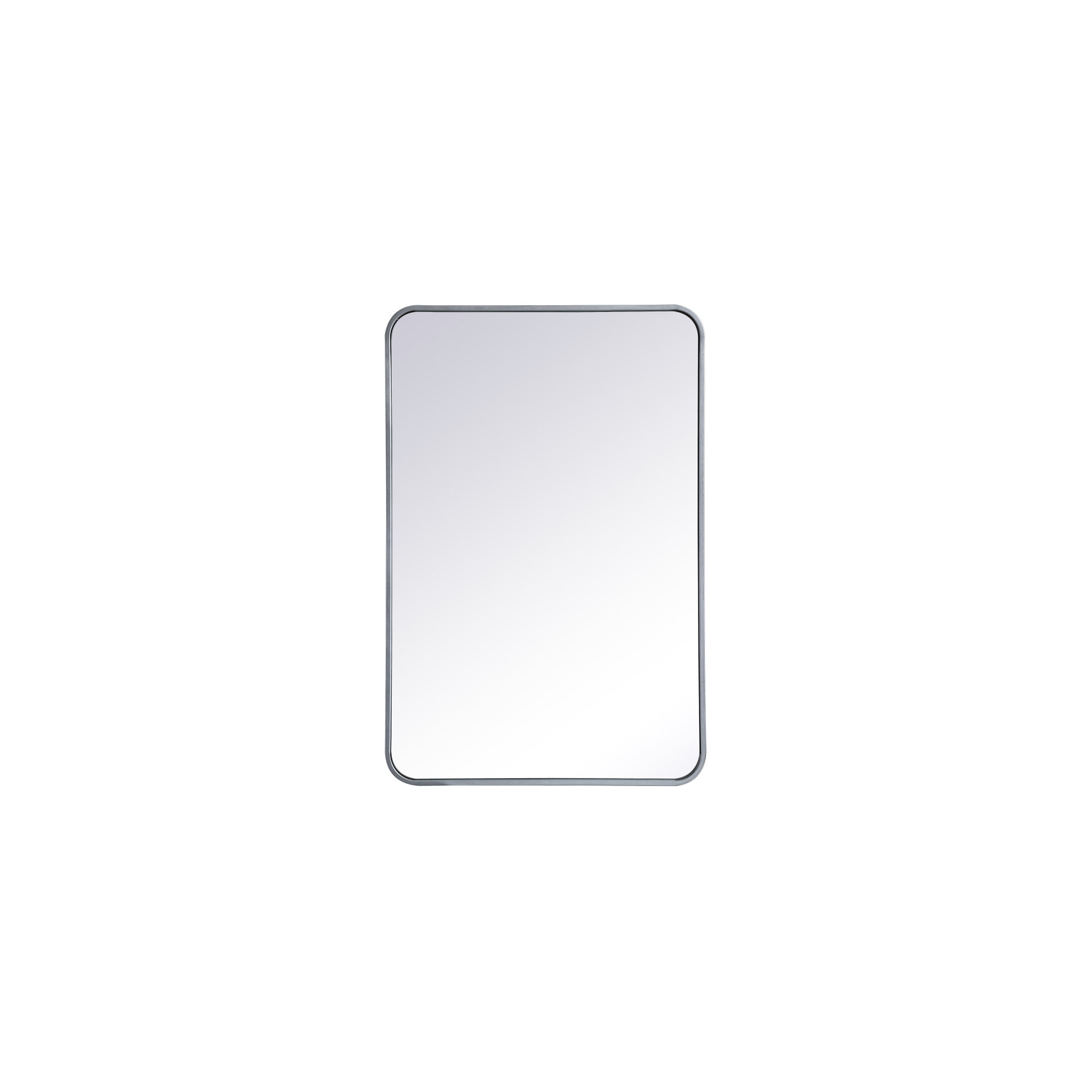 Sabine Metal Rounded Rectangle Wall Mirror, Silver, 36'' H x 24'' W