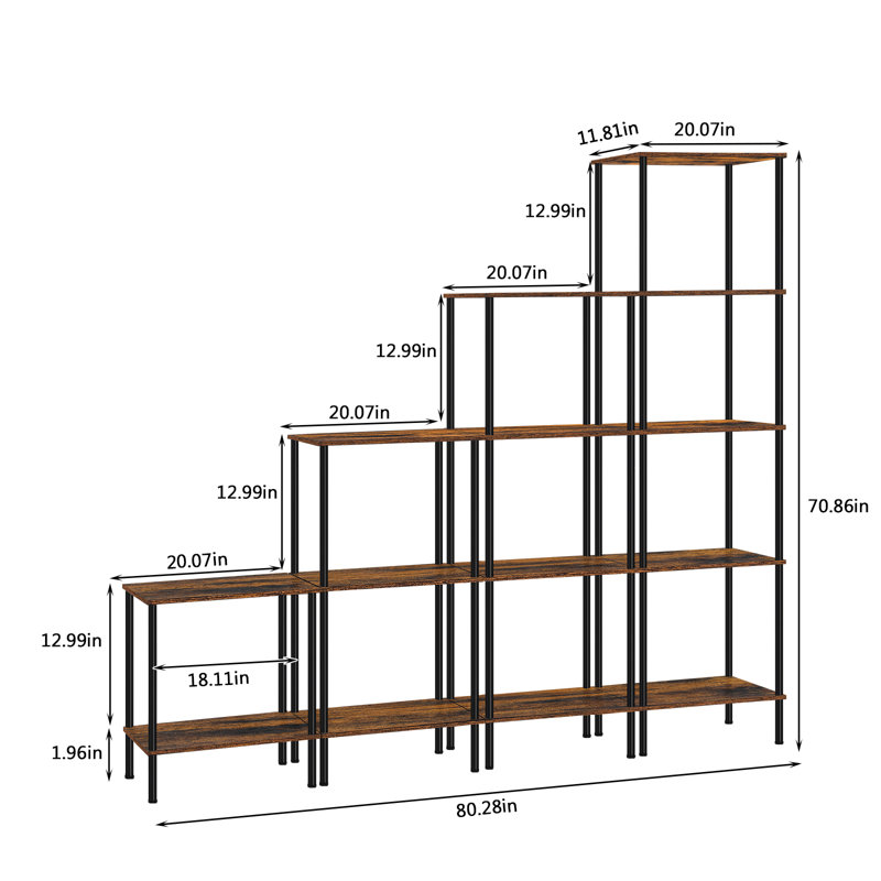 Étagère ouverte multi-tablettes à 5 tablettes - brun
