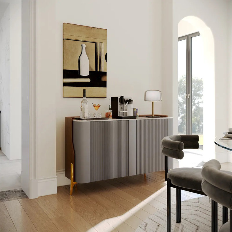 Buffet avec crédence 57 po Modern Luxury Luxury, Gris
