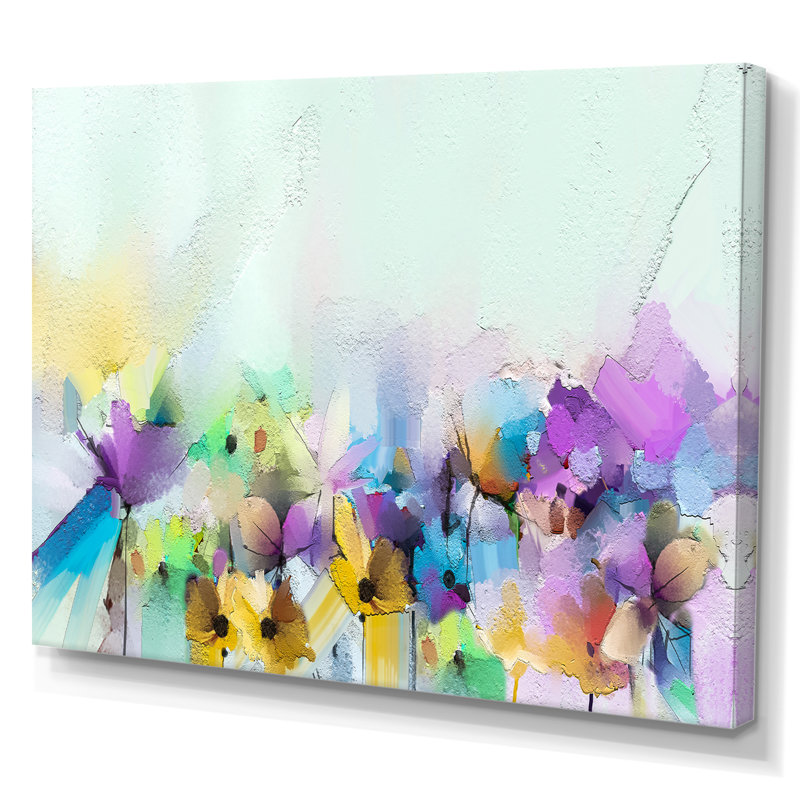 «Colorfull Abstract Spring Flowers IV», reproduction sur toile flottante, H 8 po x l 12 po x P 1 po, Toile tendue