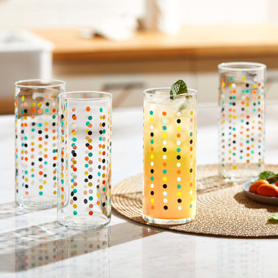 Libbey Vintage Flower Power Party Dots Cooler Glasses, 16 oz.