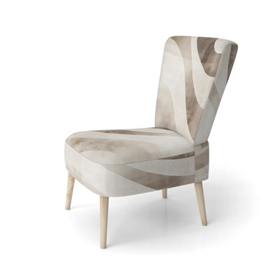 Abstract Minimalism Upholstered Chair - Minimalist Neutral Wave Geometry Side Chair
