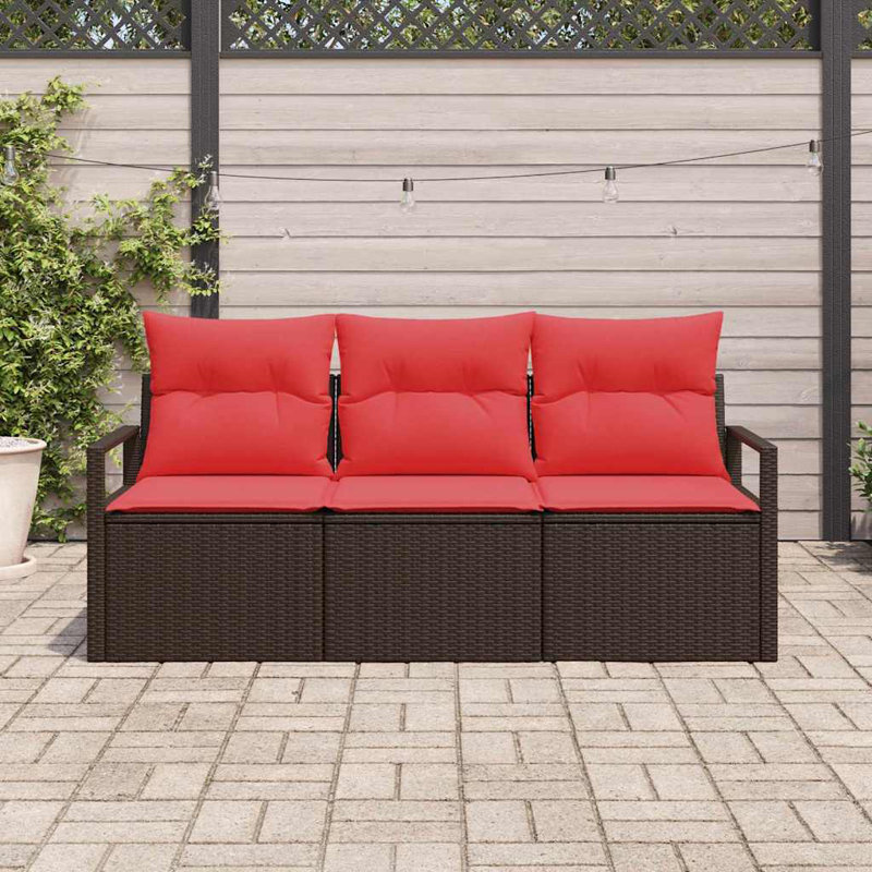 vidaXL Sofa Set 3 pcs Brown Poly Rattan, Brown