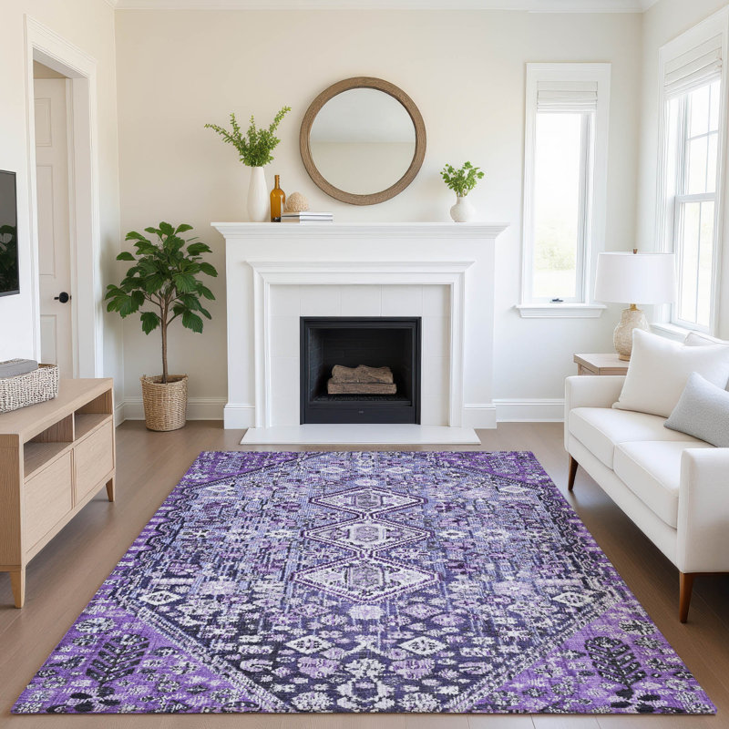Tapis aztèque lavable à la machine de qualité supérieure AMF1834 Ashington, Rectangle 10 pi x 14 pi