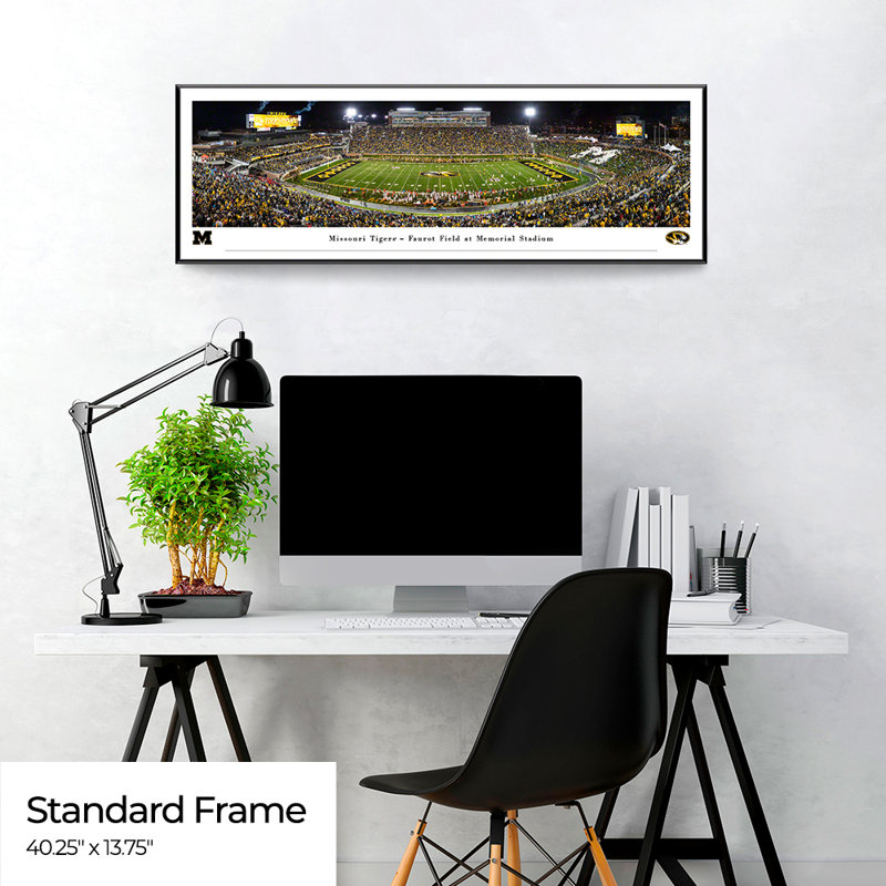 NCAA Mizzou Football, impression panoramique, H 13,75 po x l 40,25 po x P 0,88 po, Cadre flottant noir