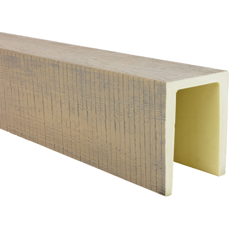Poutre de plafond en faux bois à 3 côtés (poutre en U), H 7,5 po x l 5,5 po x P 120 po, Grès