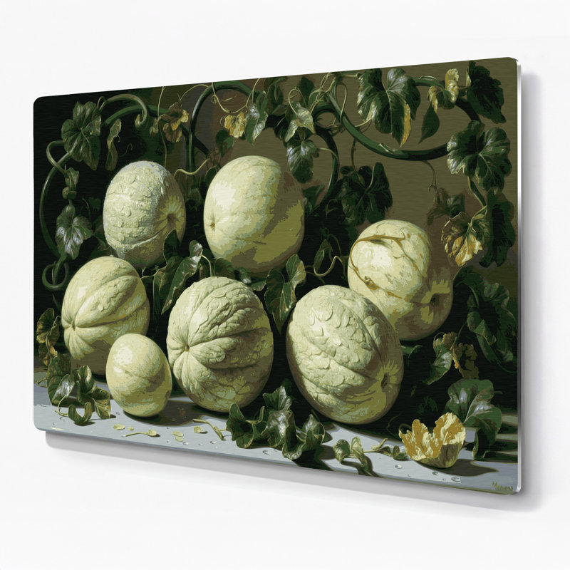 Fruit Winter Melon Green Metal Wall Art, 11" H x 14" W