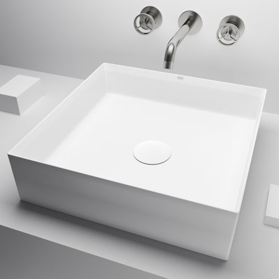 Lavabo de salle de bain VIGO UltraThin ™ L 16 po x l 16 po blanc mat Matte Stone ™