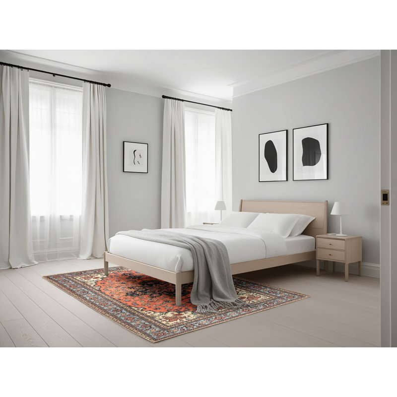 Tapis traditionnel rouge / gris, Rectangle 5 pi x 7 pi