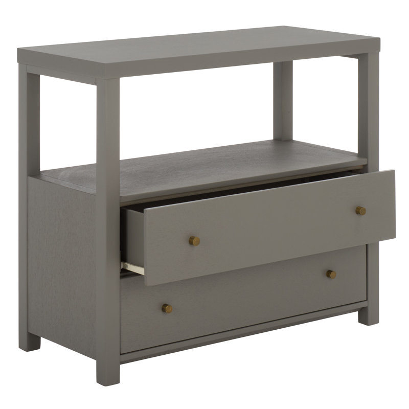 Commode 2 tiroirs Criner, Bois gris / gris