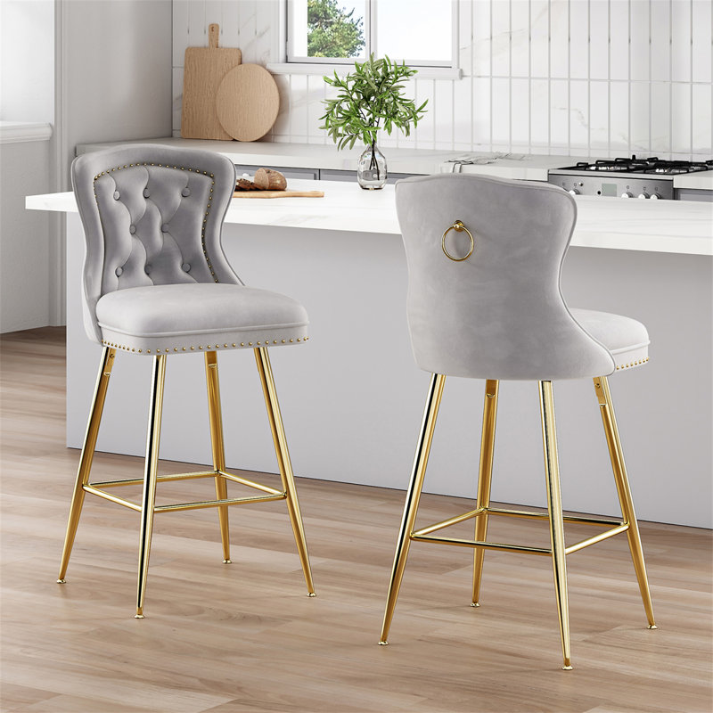 Ensemble de 2 tabourets de bar (sans table), Gris