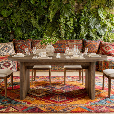 70.8 Inch Oval Dining Table with Thick Sturdy Wooden Base for 6-8 People by 17 Stories