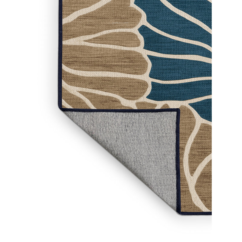 Washable Ocean Estate Collection Coastal Area Rug, Rectangle 3' x 5'